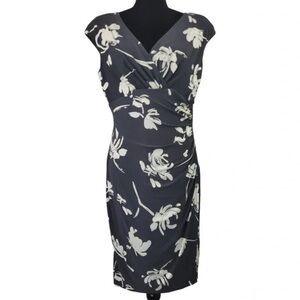 Lauren Ralph Lauren Black and White Sheath Midi Dress